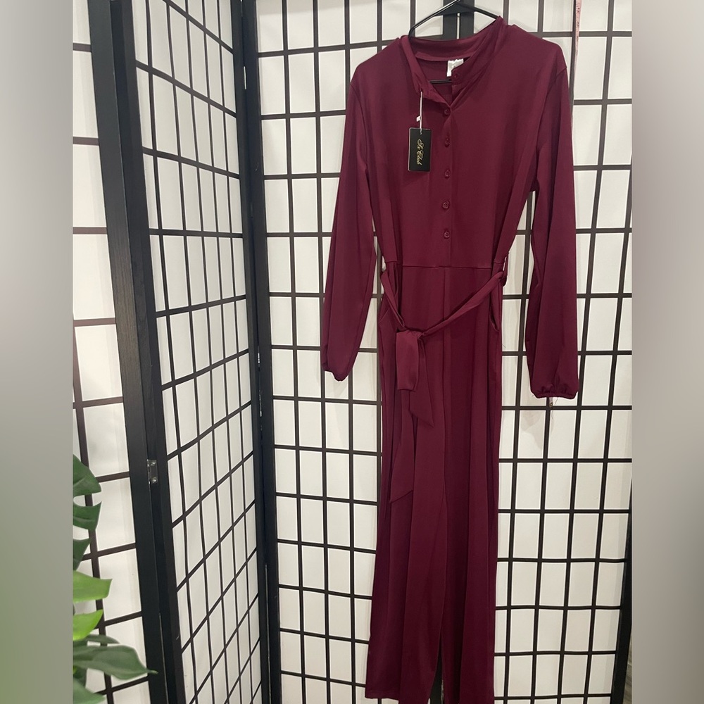 Elegant Burgundy Jumper Pants Suit